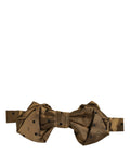 Dolce & Gabbana men's brown polka dot silk adjustable neck bow tie with papillon style, featuring a classic polka dot pattern.