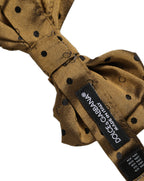Dolce & Gabbana Men Brown Polka Dot Silk Adjustable Neck Papillon Bow Tie