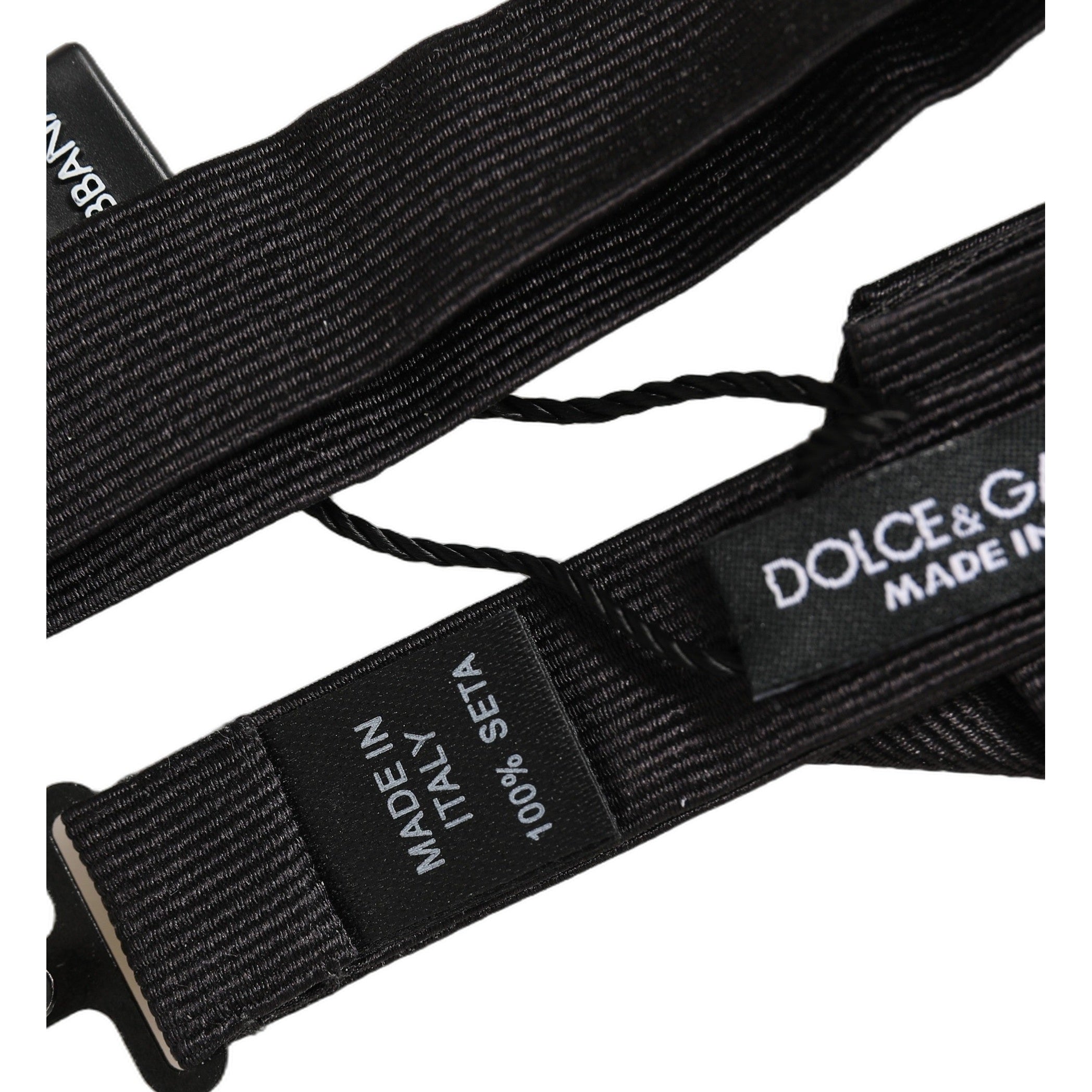 Dolce & Gabbana Men Black 100% Silk Adjustable Neck Papillon Bow Tie