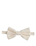 Dolce & Gabbana men's white silk adjustable bow tie with papillon style for formal occasions.