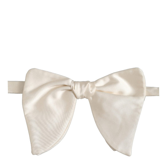 Dolce & Gabbana Men White 100% Silk Adjustable Neck Papillon Bow Tie