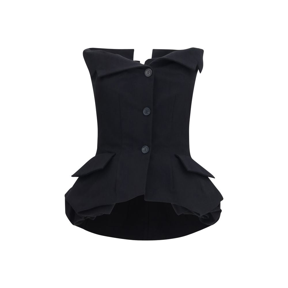 Magda Butrym Black Silk Waistcoat Magda Butrym