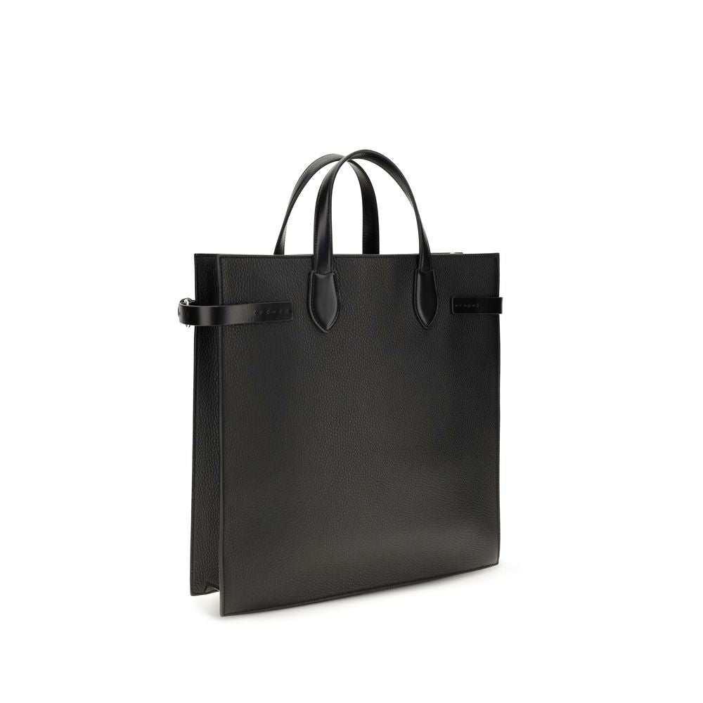 Valentino Garavani Black Calf Leather Bos Taurus Shoulder Bag with sleek design and gold-tone hardware.