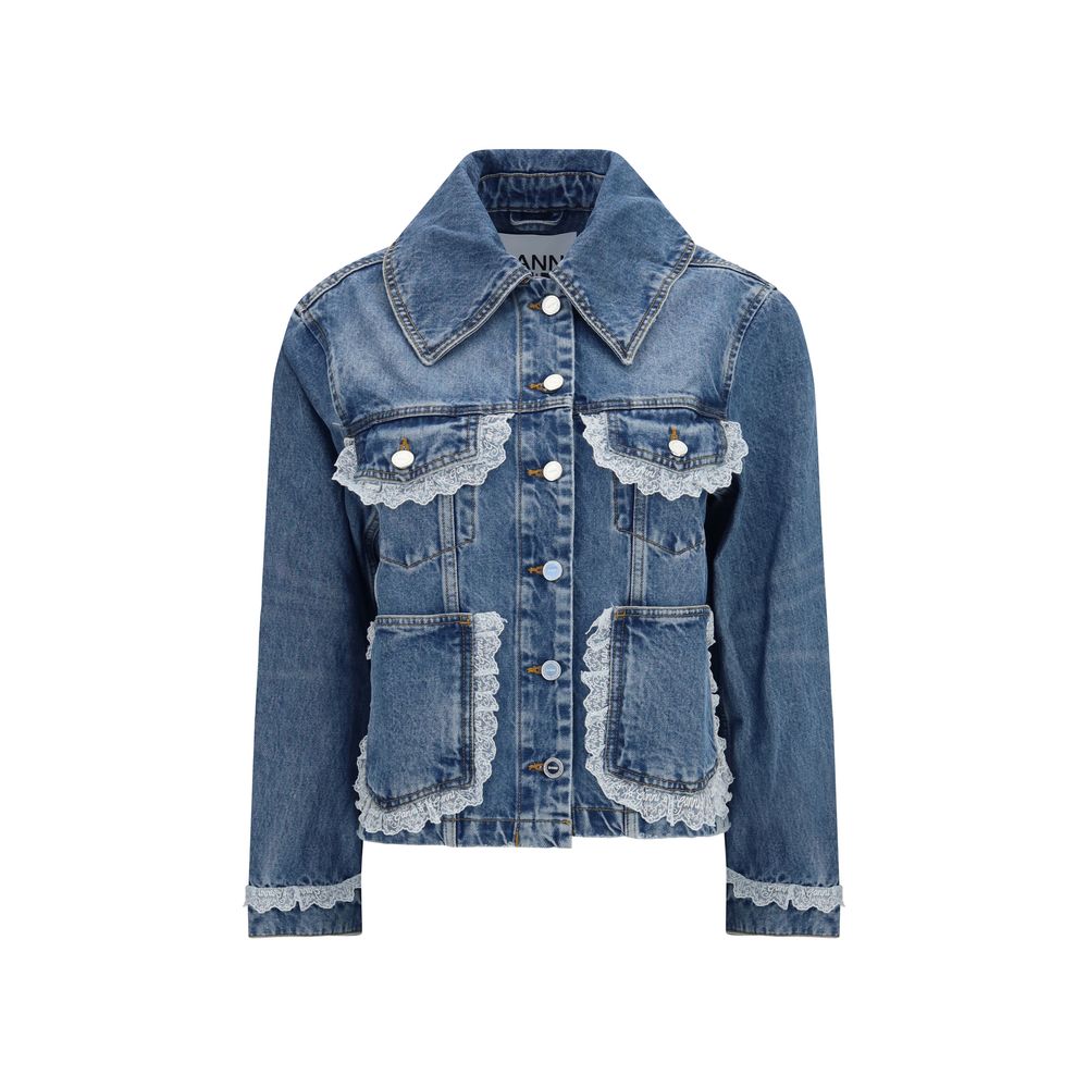 Ganni Blue Cotton Denim Jacket Ganni