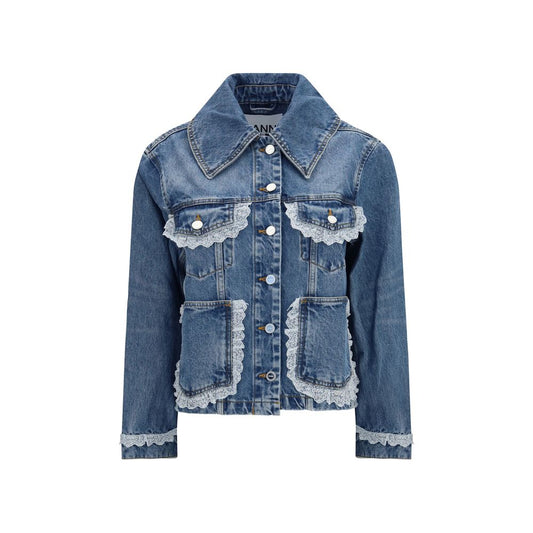 Ganni Blue Cotton Denim Jacket Ganni