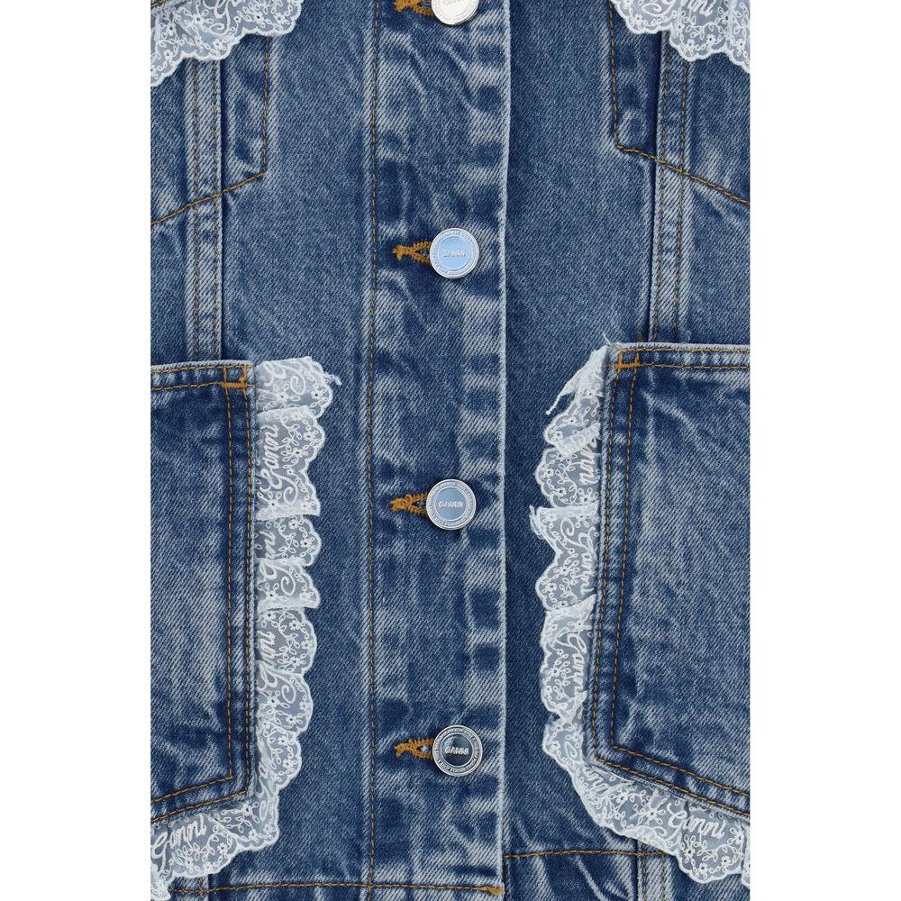 Ganni Blue Cotton Denim Jacket Ganni
