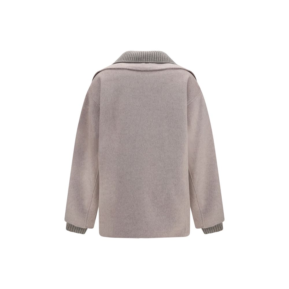 P.A.R.O.S.H. Beige Wool Oves Aries Full-Length Jacket P.A.R.O.S.H.