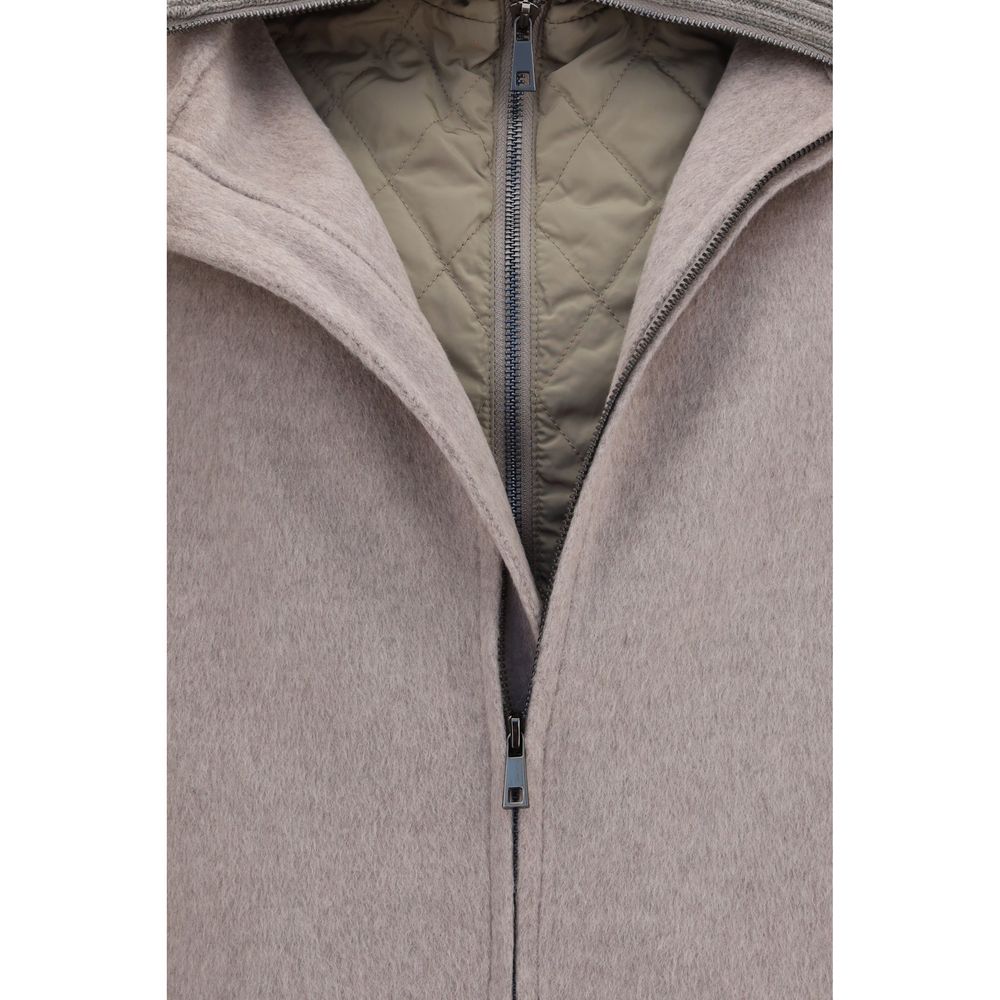 P.A.R.O.S.H. Beige Wool Oves Aries Full-Length Jacket P.A.R.O.S.H.