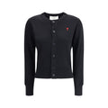 Ami Paris Black Merino Wool Cardigan - Eljoys Fashion 