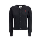 Ami Paris Black Merino Wool Cardigan - Eljoys Fashion 