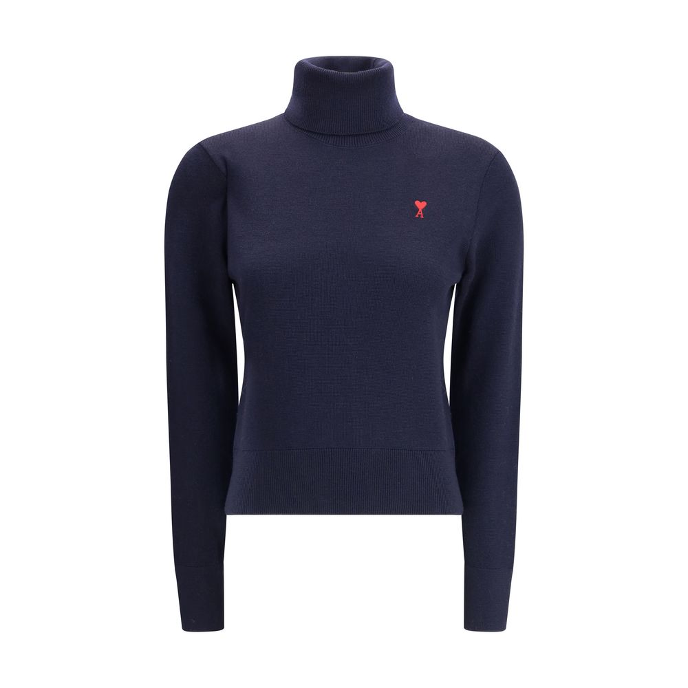 Ami Paris Blue Merino Wool Turtleneck Ami Paris