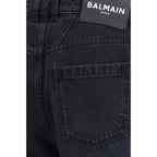 Balmain Black Cotton Straight-Leg Jeans Balmain
