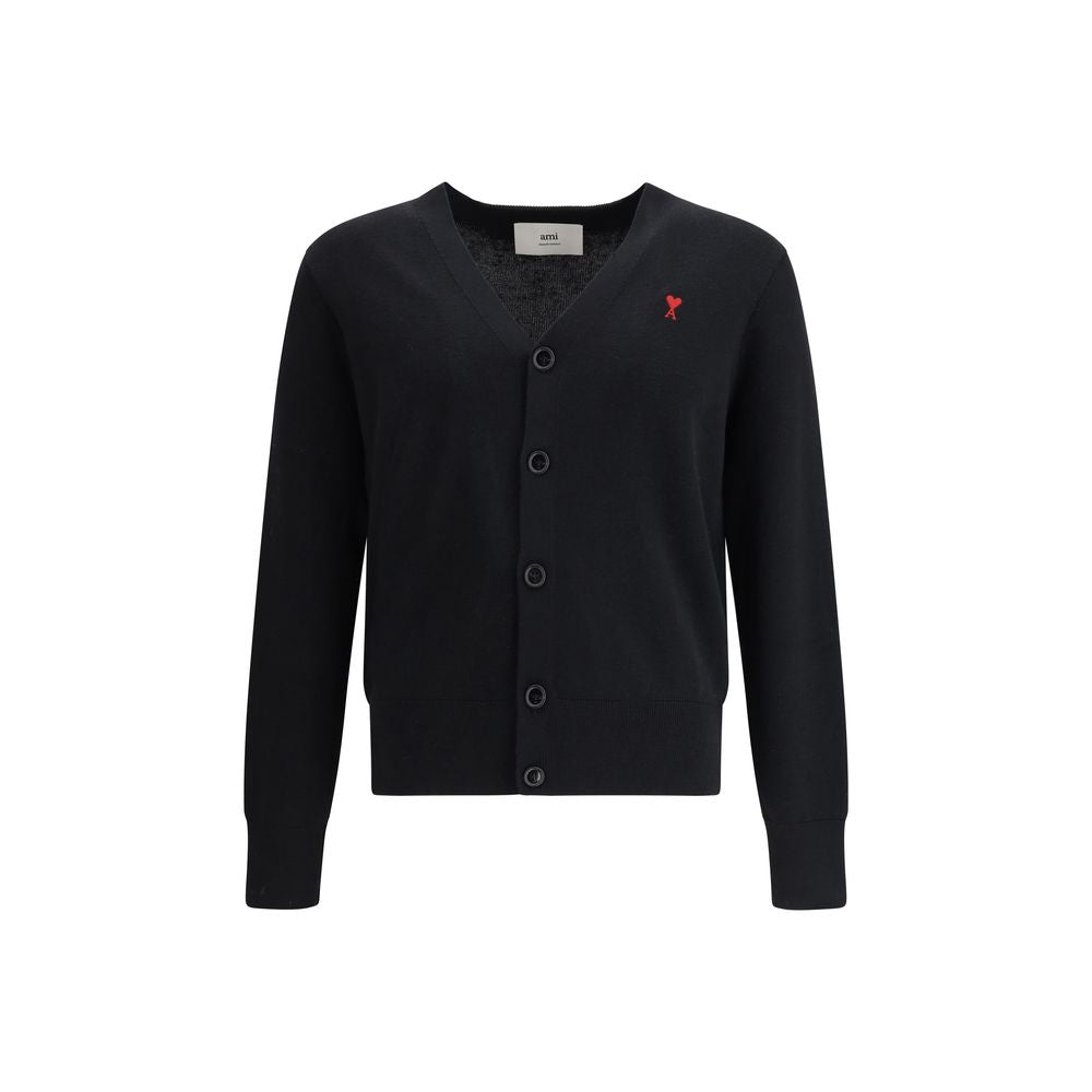 Ami Paris Black Wool Oves Aries Cardigan Ami Paris