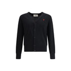 Ami Paris Black Wool Oves Aries Cardigan Ami Paris