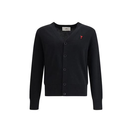 Ami Paris Black Wool Oves Aries Cardigan Ami Paris