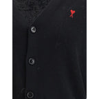 Ami Paris Black Wool Oves Aries Cardigan Ami Paris