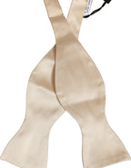 Dolce & Gabbana Men Beige 100% Silk Adjustable Neck Papillon Bow Tie