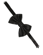 Dolce & Gabbana Men Black Pinstripe Silk Adjustable Neck Papillon Bow Tie