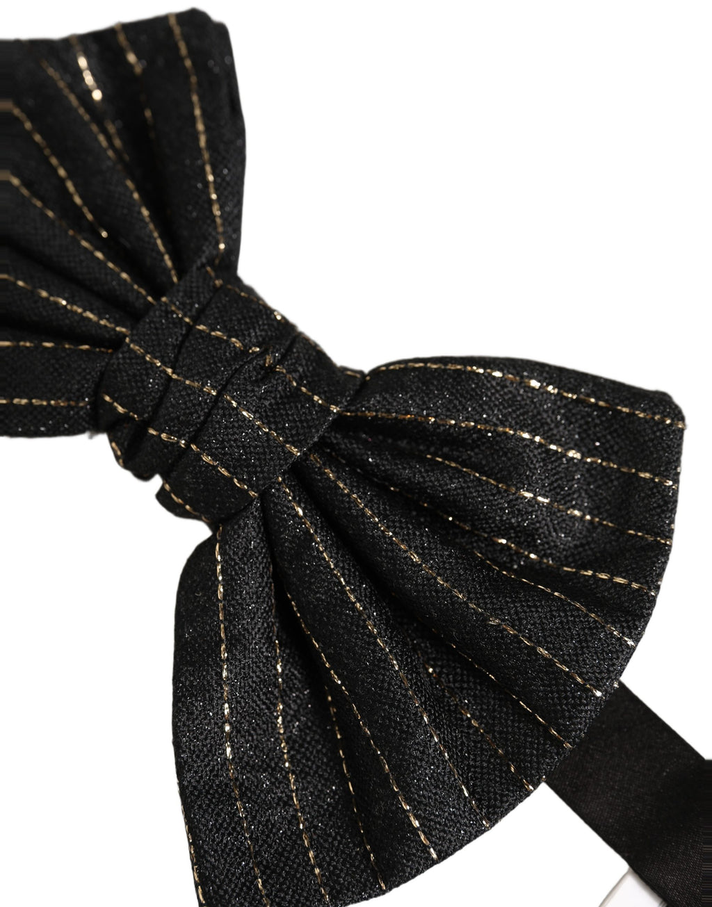 Dolce & Gabbana Men Black Pinstripe Silk Adjustable Neck Papillon Bow Tie