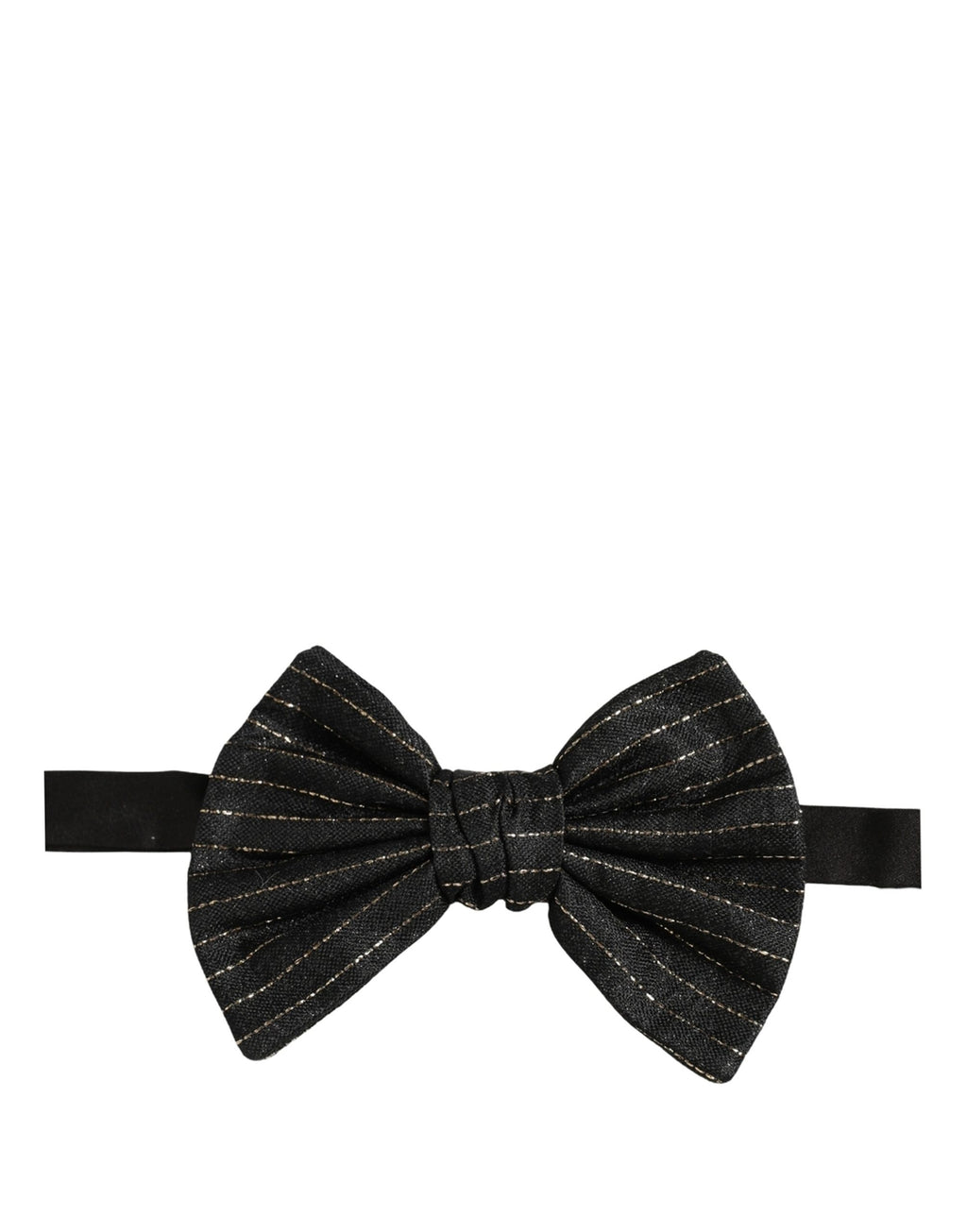 Dolce & Gabbana Men Black Pinstripe Silk Adjustable Neck Papillon Bow Tie