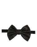 Dark gray silk bow tie with pinstripe pattern, adjustable neck strap, from Dolce & Gabbana men's accessories.