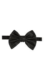 Dolce & Gabbana Men Black Pinstripe Silk Adjustable Neck Papillon Bow Tie