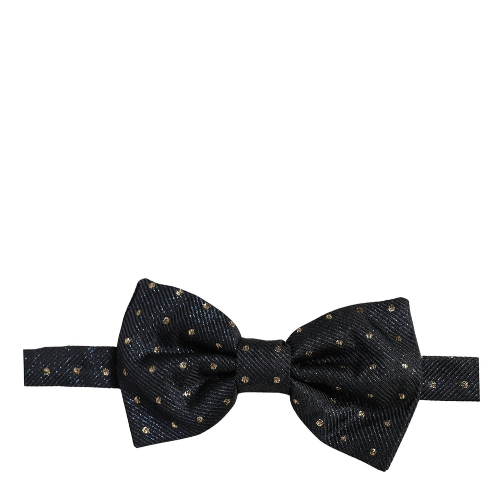 Dolce & Gabbana Men Black Polka Dot Silk Adjustable Neck Papillon Bow Tie
