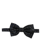 Dolce & Gabbana Men Black Polka Dot Silk Adjustable Neck Papillon Bow Tie
