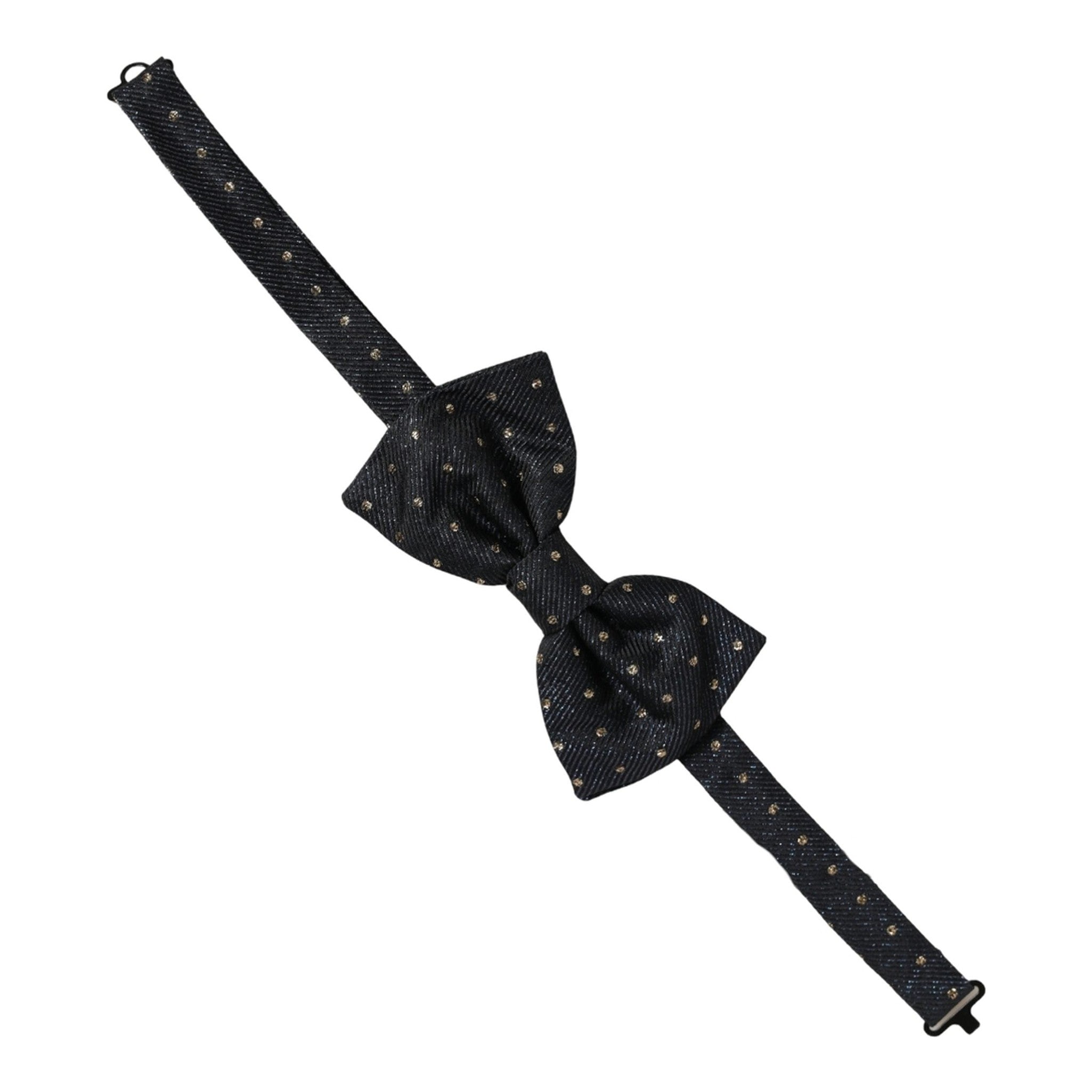 Dolce & Gabbana Men Black Polka Dot Silk Adjustable Neck Papillon Bow Tie