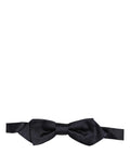 Dolce & Gabbana men's dark blue silk adjustable bow tie with papillon style for formal wear.