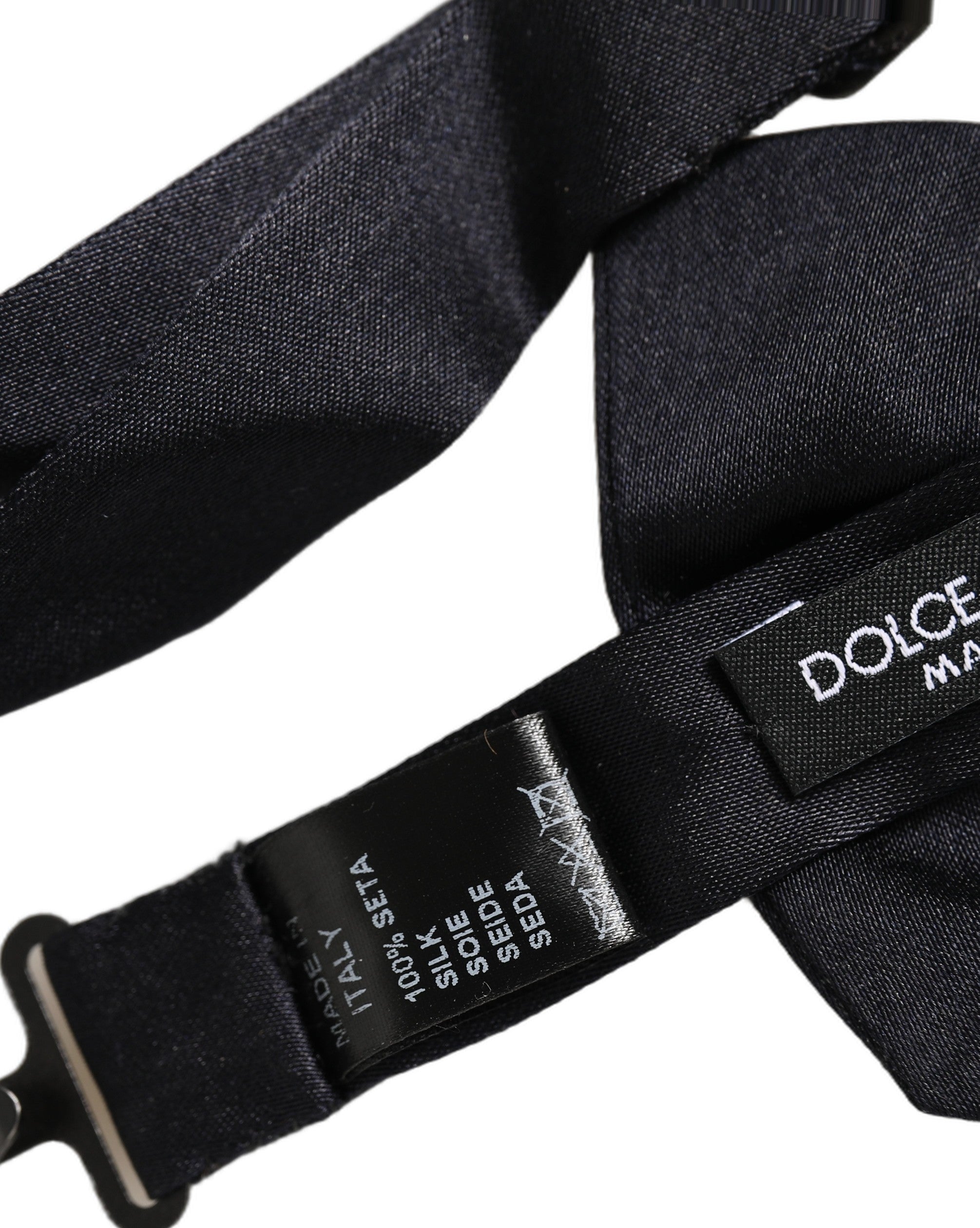 Dolce & Gabbana Men Black 100% Silk Adjustable Neck Papillon Bow Tie
