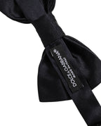 Dolce & Gabbana Men Black 100% Silk Adjustable Neck Papillon Bow Tie