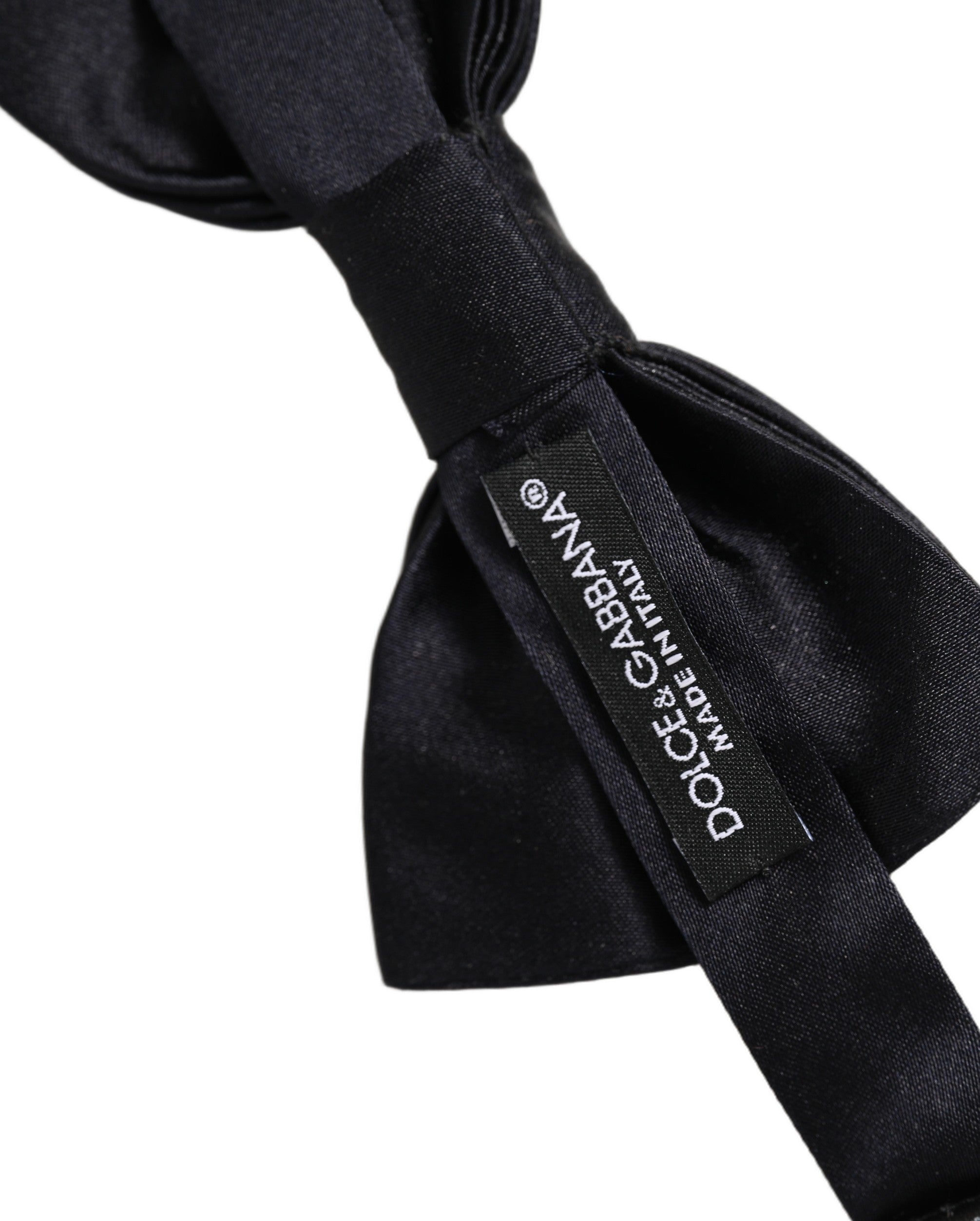 Dolce & Gabbana Men Black 100% Silk Adjustable Neck Papillon Bow Tie