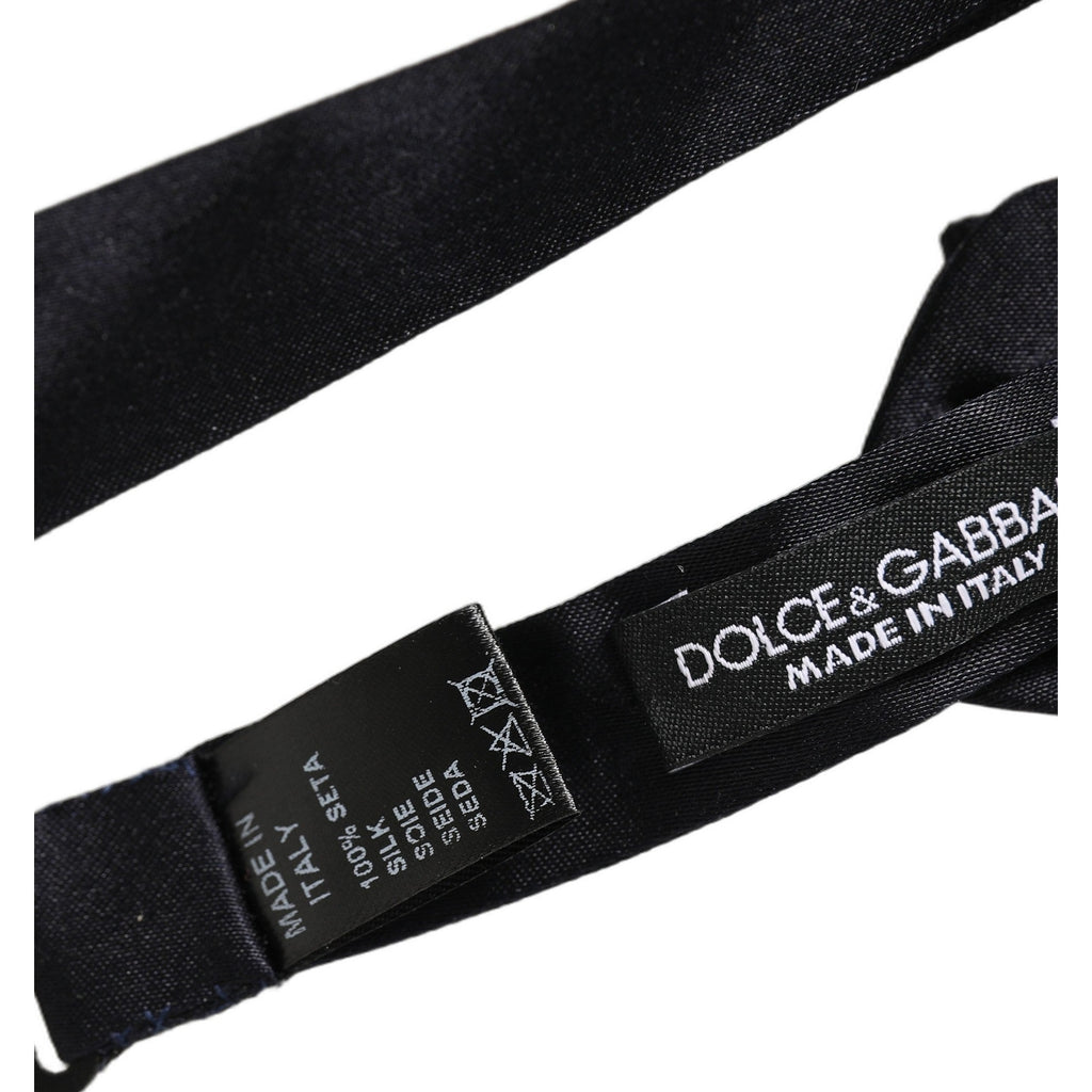Dolce & Gabbana Men Black 100% Silk Adjustable Neck Papillon Bow Tie
