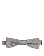 Dolce & Gabbana Men Gray 100% Silk Adjustable Neck Papillon Bow Tie