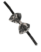 Dolce & Gabbana Men Black Silver Floral Adjustable Neck Papillon Bow Tie