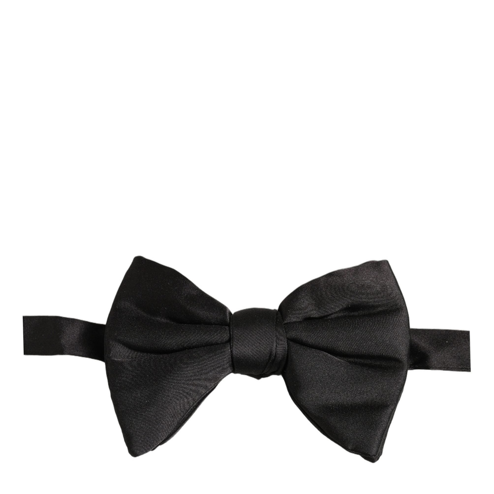 Dolce & Gabbana Men Black 100% Silk Adjustable Neck Papillon Bow Tie