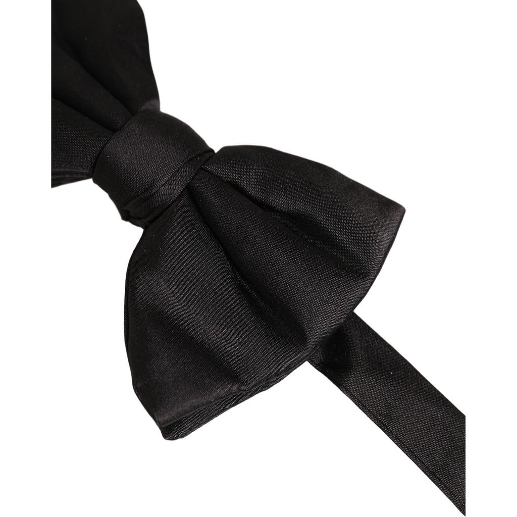 Dolce & Gabbana Men Black 100% Silk Adjustable Neck Papillon Bow Tie