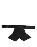 Dolce & Gabbana men's black silk adjustable neck bow tie with papillon style, featuring a refined, elegant design.
