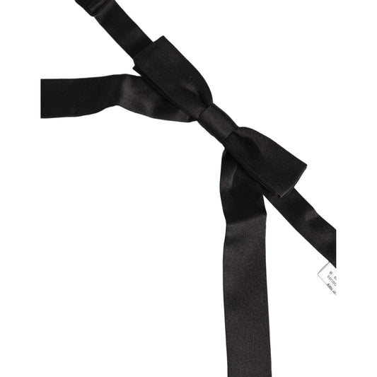 Dolce & Gabbana Men Black 100% SIlk Adjustable Neck Papillon Bow Tie