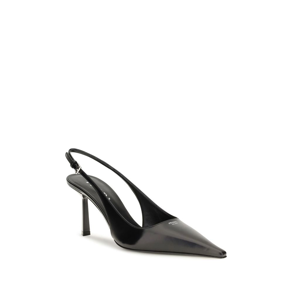 Prada Black Calf Leather Bos Taurus High Heel Pumps Prada