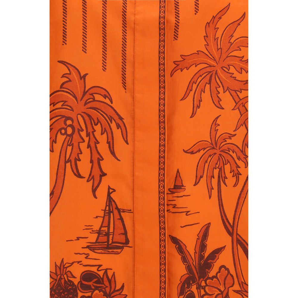 Alemais Orange Cotton Pattern Shirt Alemais