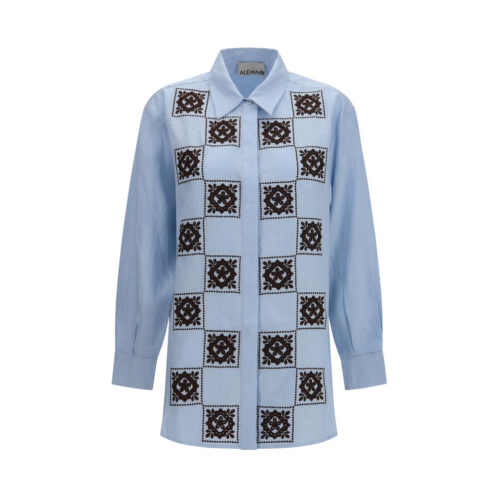 Alemais Blue Linen Pattern Shirt Alemais