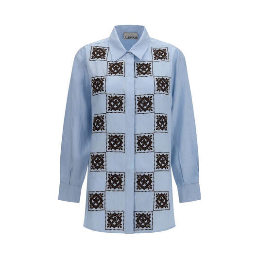 Alemais Blue Linen Pattern Shirt Alemais