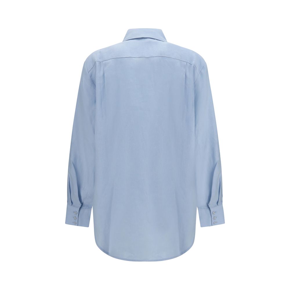 Alemais Blue Linen Pattern Shirt Alemais