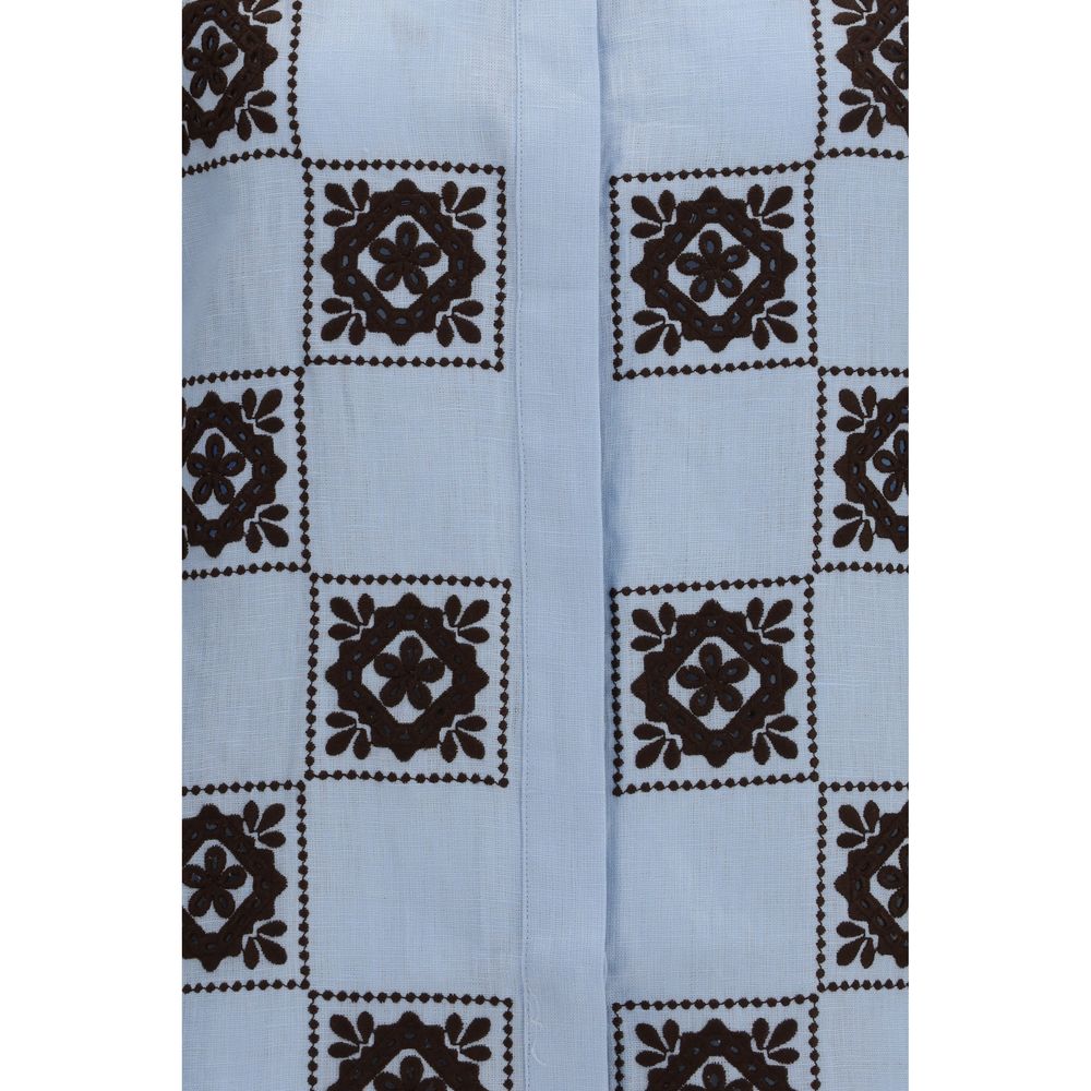 Alemais Blue Linen Pattern Shirt Alemais