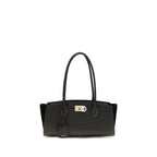 Ferragamo Black Calf Leather Bos Taurus Shoulder Bag Ferragamo