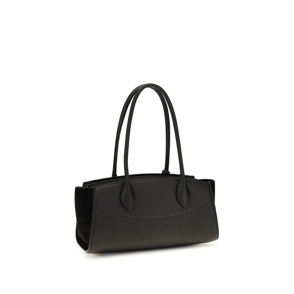 Ferragamo Black Calf Leather Bos Taurus Shoulder Bag Ferragamo