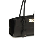 Ferragamo Black Calf Leather Bos Taurus Shoulder Bag Ferragamo