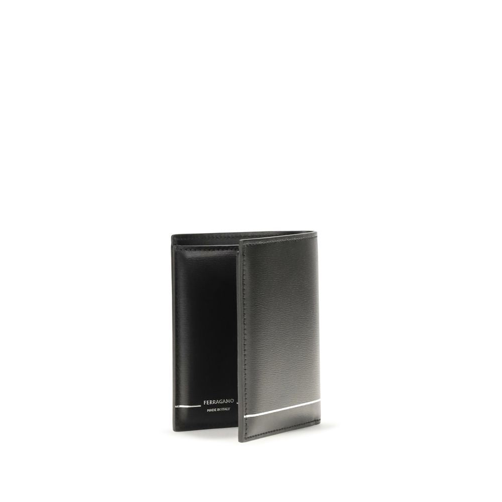 Ferragamo Black Calf Leather Bos Taurus Wallet Ferragamo